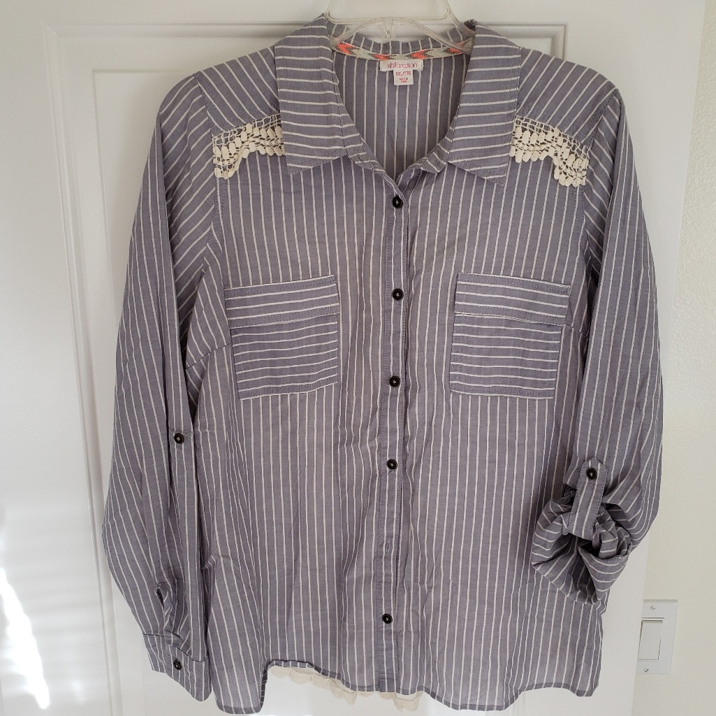 Lace Back Button Down